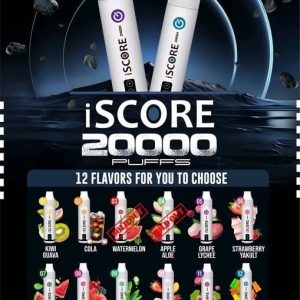 iScore 20000puff – [nic3%] – คอยล์คู่รีดกลิ่นชัด มีLEDแสดงปริมาณน้ำยา ดึงรสชัดทุกคำ